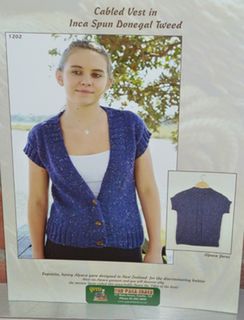 Ladies Cabled Vest in DK Donegal Tweed